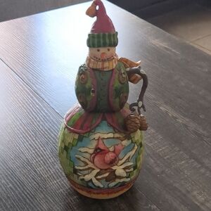 Jim Shore Colorful Snowman Figurine with Cardinal